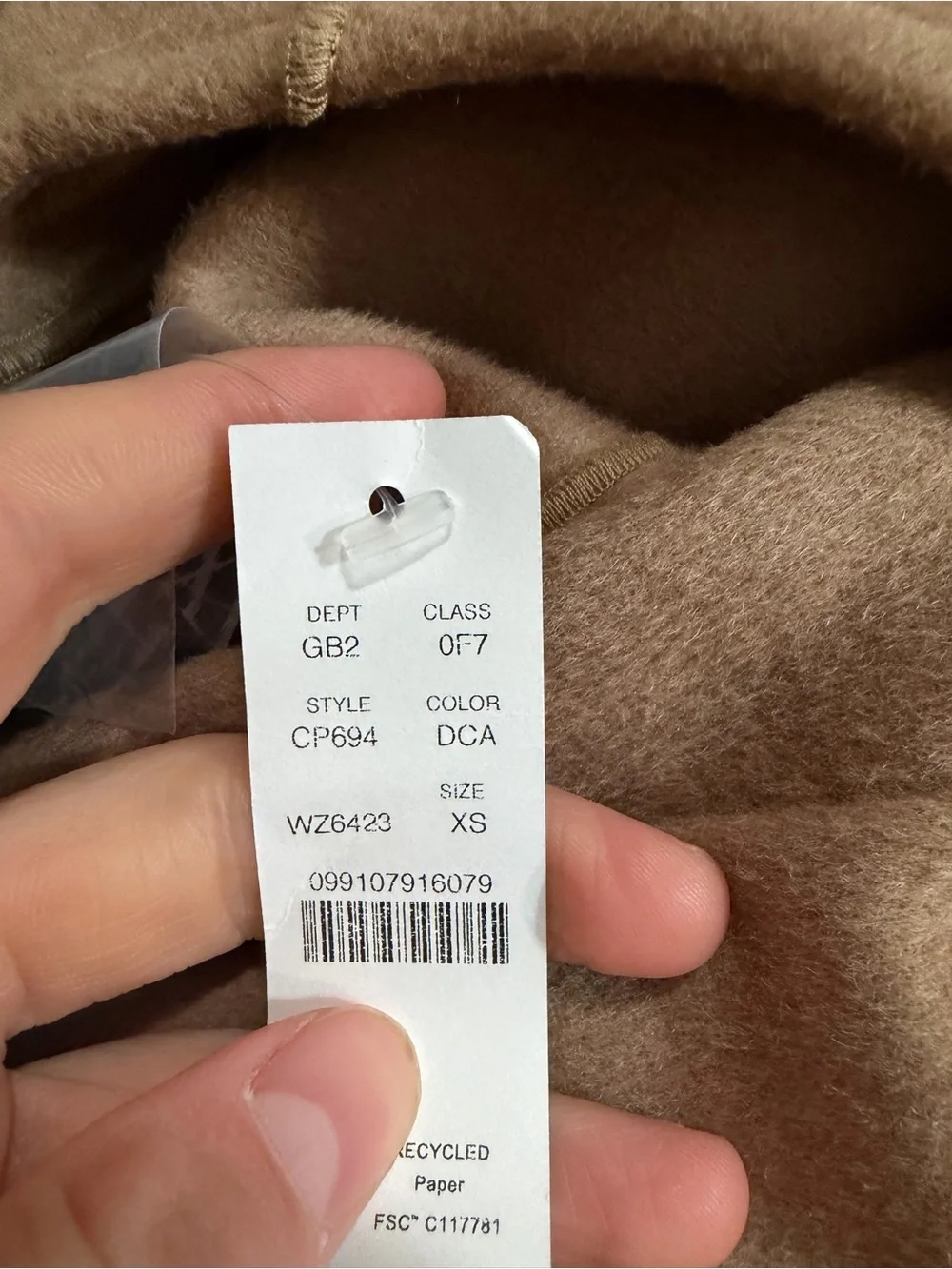 J crew dark camel Scarf coat in drapey wool blend